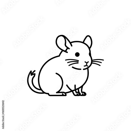 Minimalist linear drawing of a chinchilla sitting