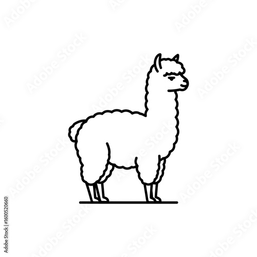 Minimal outline icon of an alpaca in side view