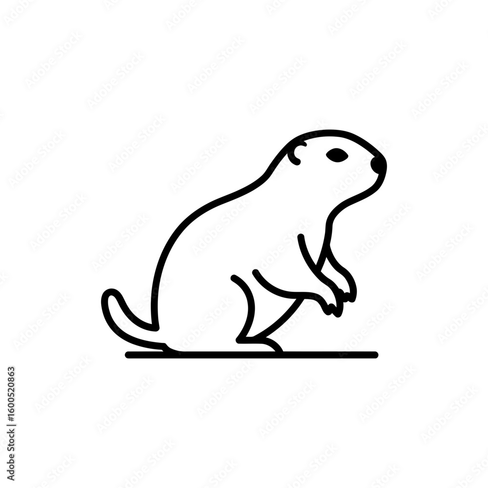 Obraz premium Black line icon of a prairie dog standing upright