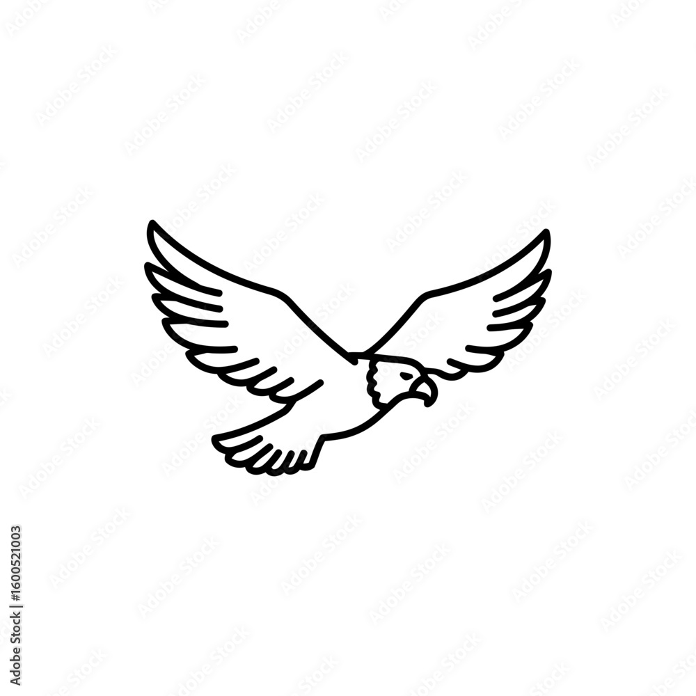 Fototapeta premium Thin Linear Illustration of an Eagle in Flight