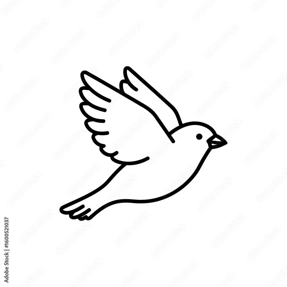 Obraz premium Thin Outline of a Flying Sparrow