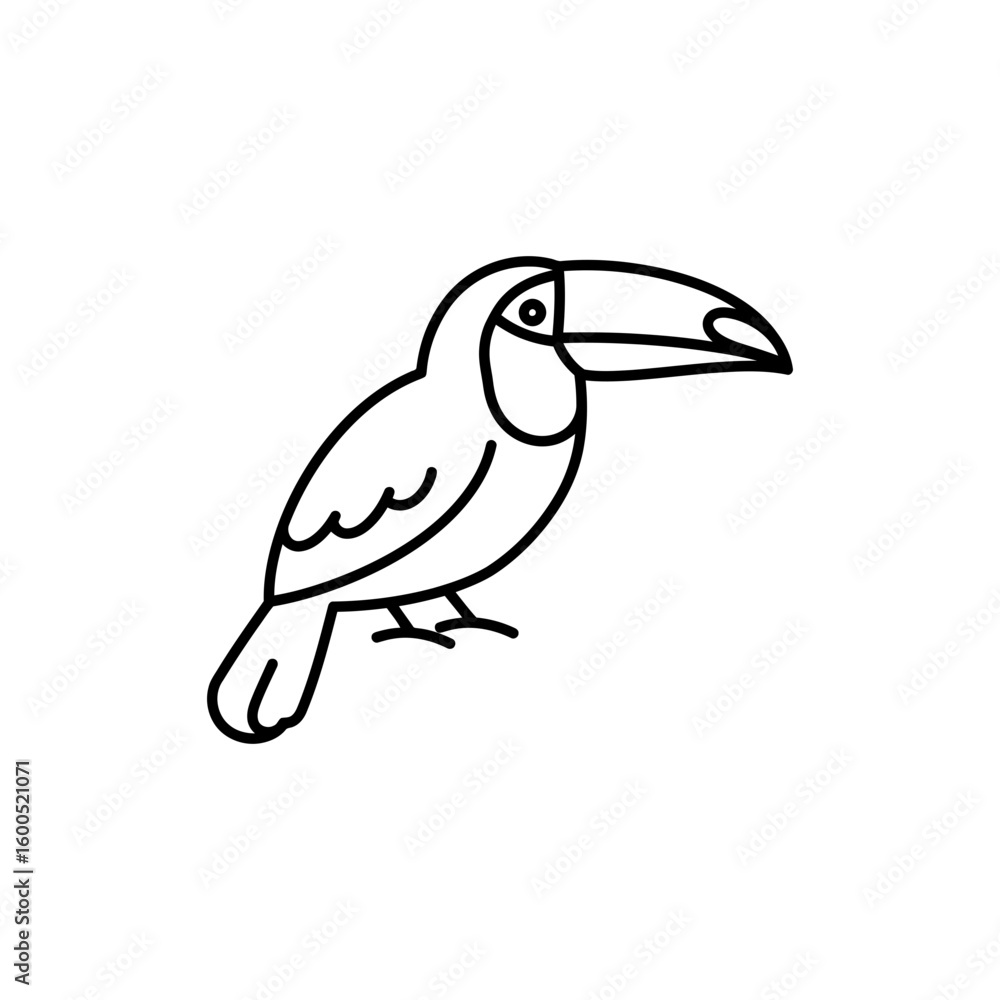 Obraz premium Minimal Outline of a Toucan Bird with Large Beak