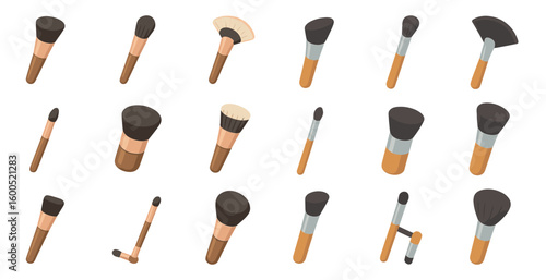 Makeup brushes icons set – flat, filled, beauty and cosmetic tools symbols