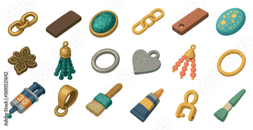Jewelry and accessories 3d icons set – unique, isometric, fashion visuals