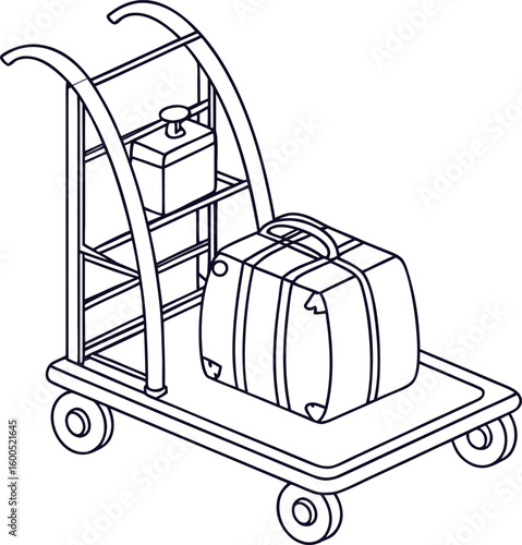 warehouse dolly cart outline illustration 