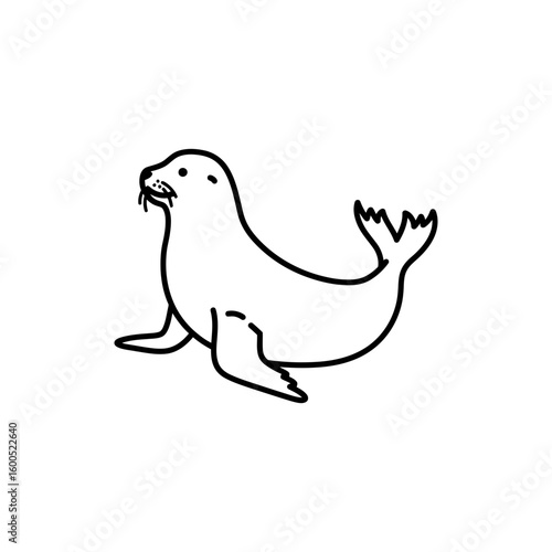Minimal outline icon of sea lion sitting upright