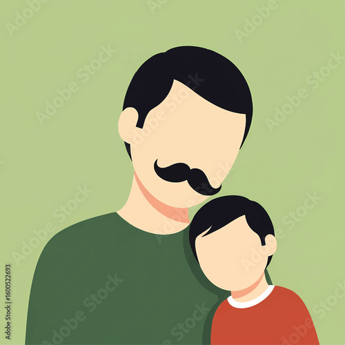 Father and son flat design illustration family bond