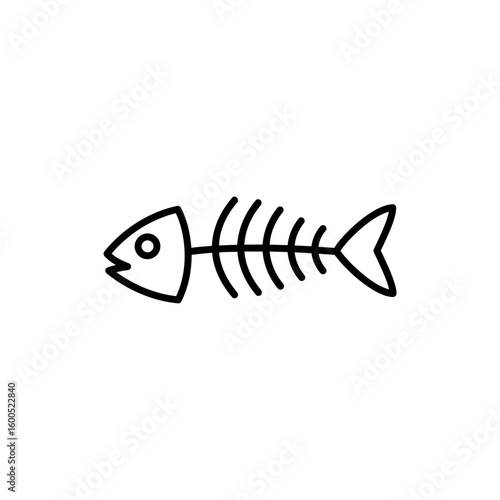 Minimal outline of fish skeleton with bones