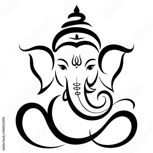 lord ganesha line art drawing, god ganesh picture, god ganesh vector image