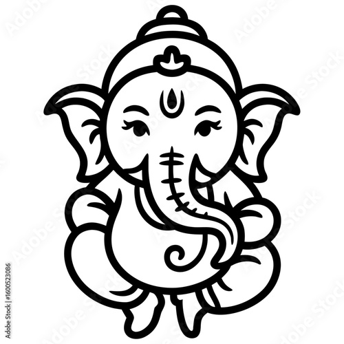 lord ganesha line art drawing, god ganesh picture, god ganesh vector image