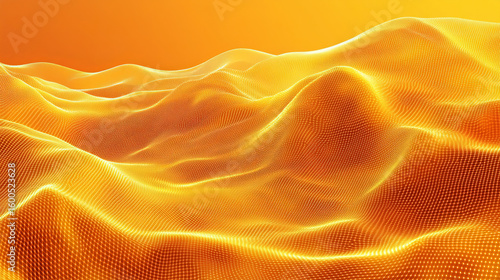 Abstract golden landscape of undulating digital terrain