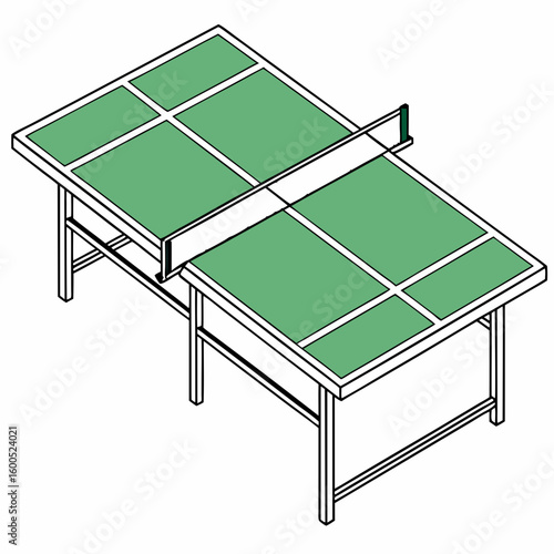 Table Tennis Table Top View – Net, Paddle Area, and Markings – Clean Vector Design