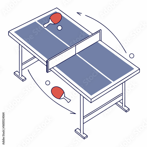 Table Tennis Table Top View – Net, Paddle Area, and Markings – Clean Vector Design