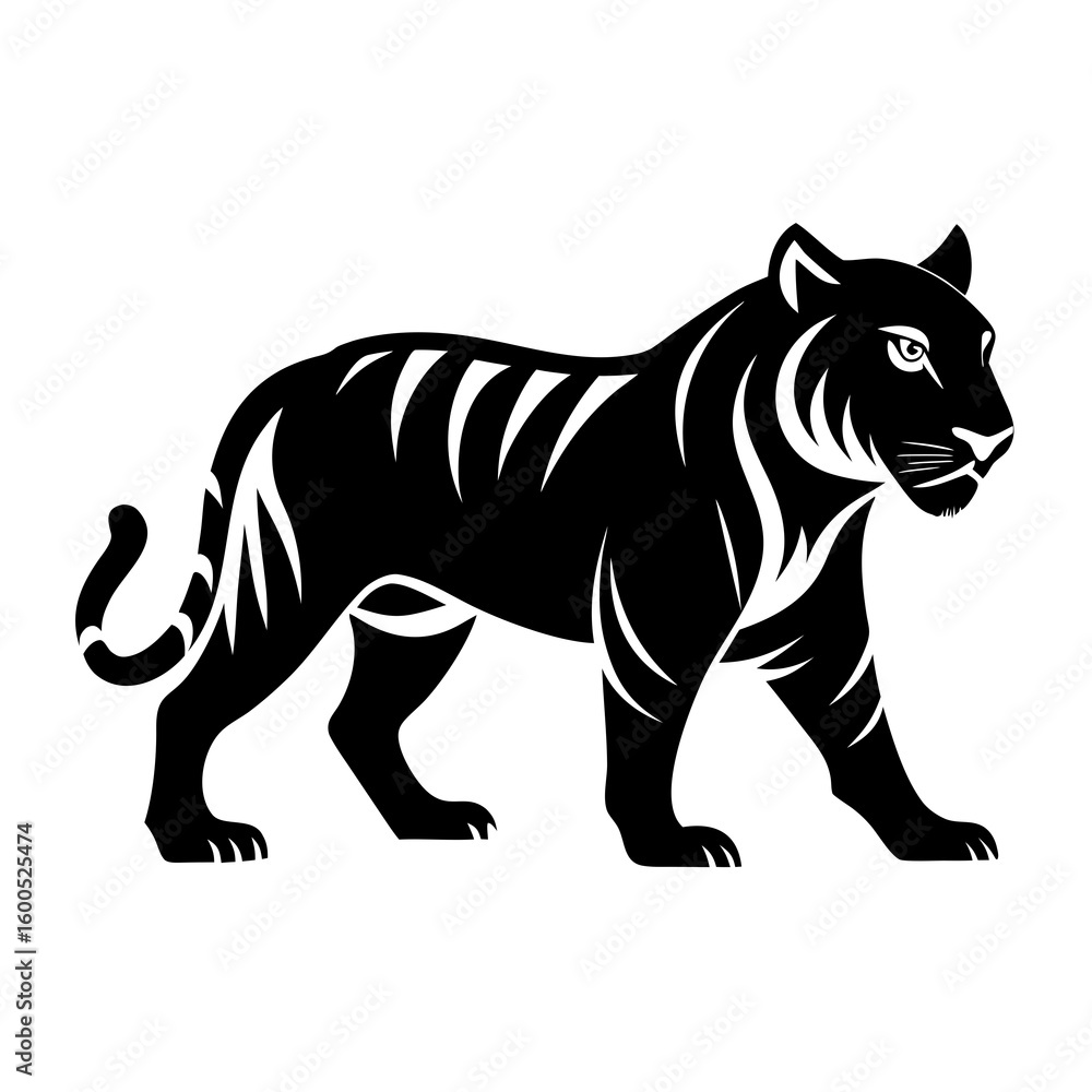Obraz premium Strong Tiger Silhouette in Motion