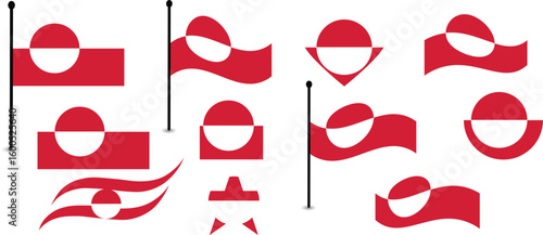 Collection of various designs of the Flag of Greenland.