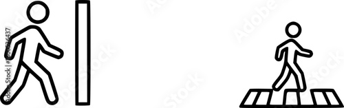 set of A person walking or walk sign flat vector icon for apps and websites
on white background