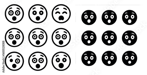 Emotion and expression icons set – solid, filled, emotive face symbols