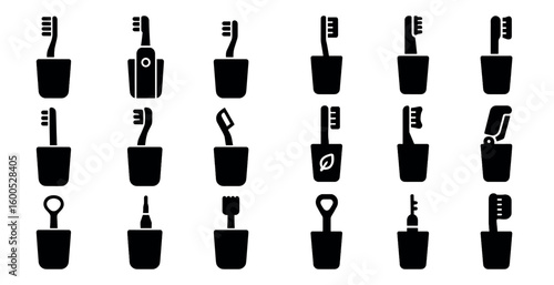 Dental care filled icons set – toothbrush, hygiene, oral health symbols