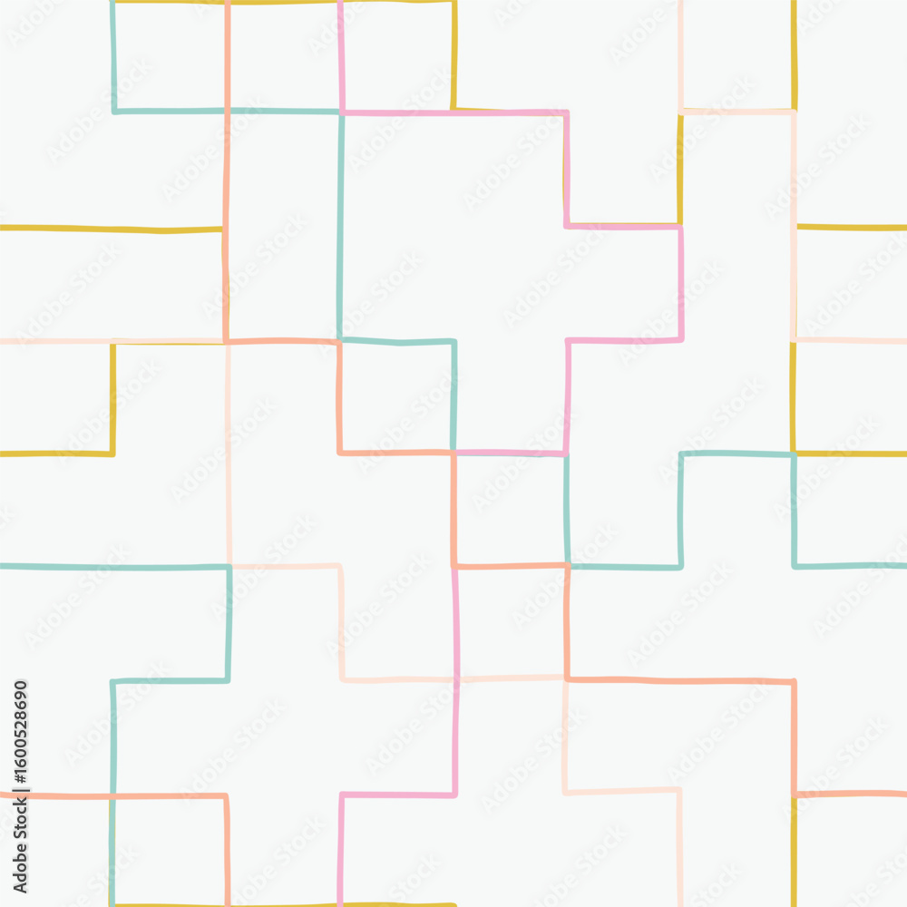 Obraz premium Abstract Seamless Pattern With Doodle Lines. Hand Drawn Crossed Lines Texture. Simple Minimalistic Colorful Design 