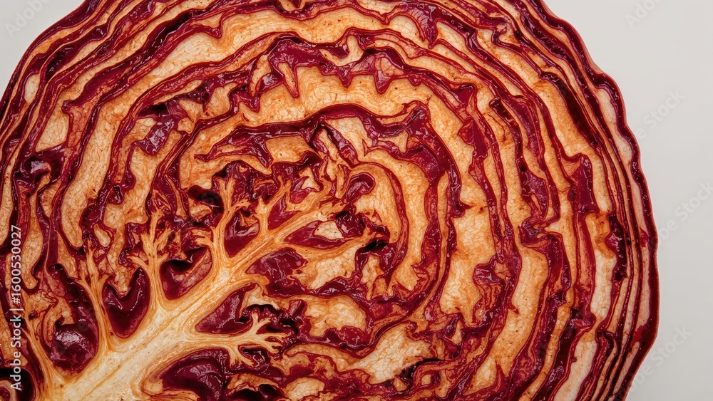 Obraz premium Close-up view of a dehydrated purple cabbage leaf