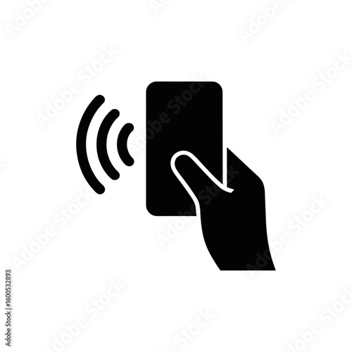 Contactless Payment Icon Hand Holding a Smartphone with Wireless Communication