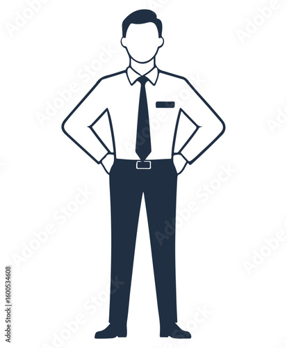 simple worker ready to work standing shape vector illustration