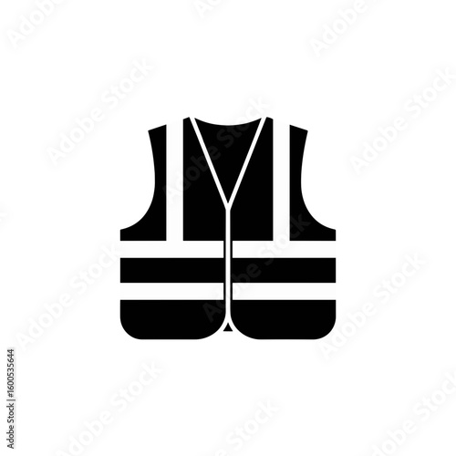 Safety vest glyph icon. High-visibility protective workwear clothing symbol.