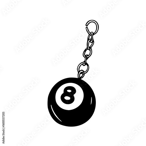 eight ball keychain vector illustration