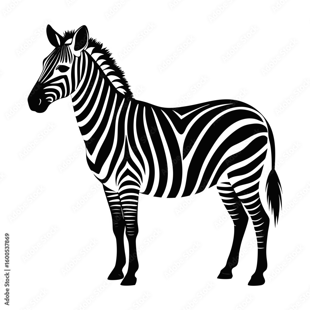 Obraz premium Standing Zebra Vector Silhouette