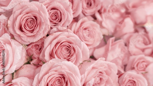 Soft pink rose petals overlapping on a gentle pink floral background, designed for nature-inspired cards, banners, and Valentine templates with room for writing