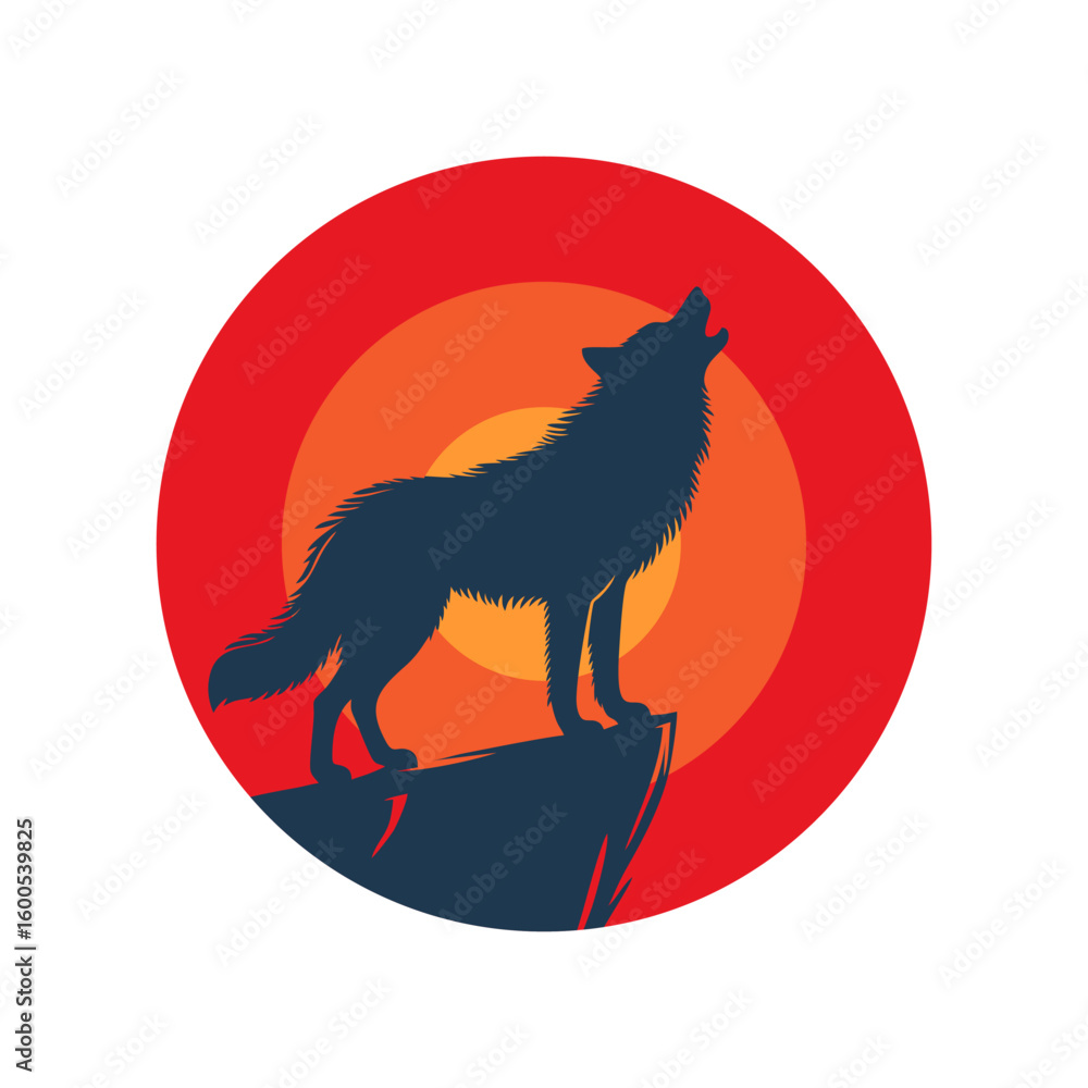 Obraz premium Stylized Wolf Silhouette with Sunset Gradient