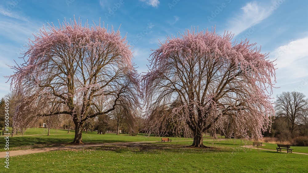 Fototapeta premium Trees with Pink Blossoms in Bloom