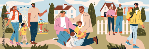 Family Enjoying a Day Out in the Neighborhood