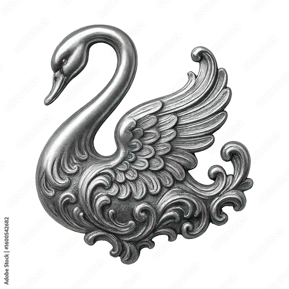 Fototapeta premium PNG Elegant silver swan ornament