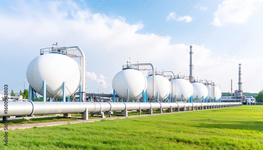 An industrial complex with complex piping and storage tanks from a chemical plant An industrial complex with complex piping and storage tanks from a chemical plant