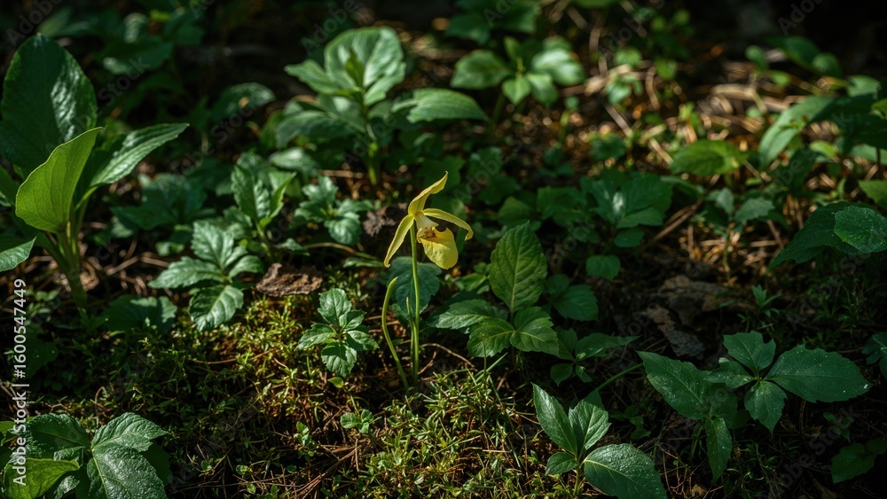 Obraz premium Yellow Bloom of a Terrestrial Orchid