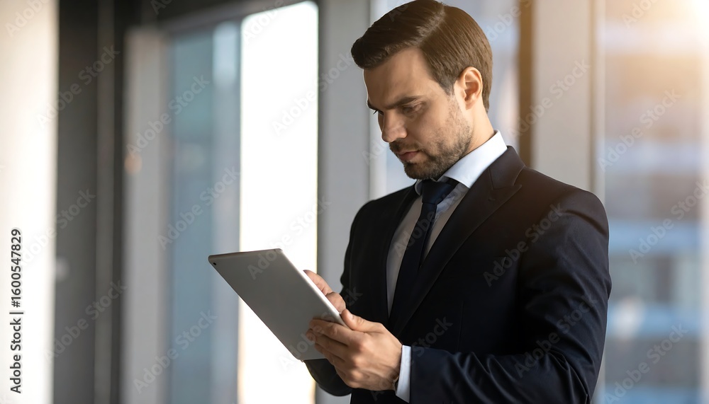 Businessman working on tablet Businessman working on tablet