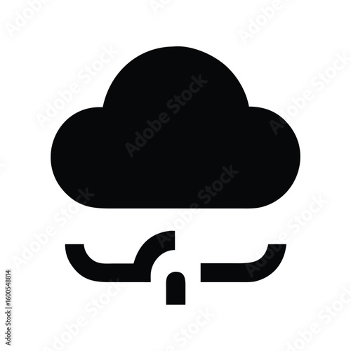 Modern black cloud with connections graphic icon