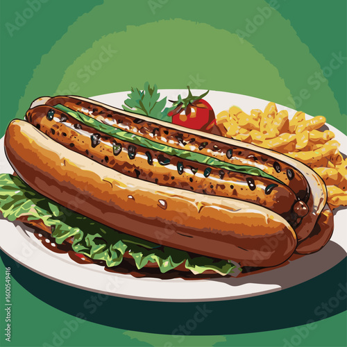 grilled sausage illustration for graphic design needs