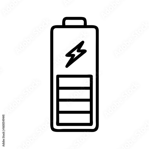Illustration of a battery with a lightning bolt symbol indicating charging status at moderate level
