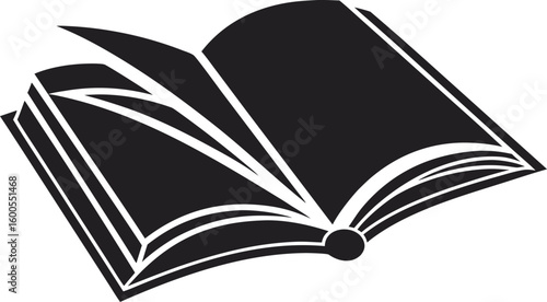 Open Book Silhouette Vector – Black and White Minimal Design