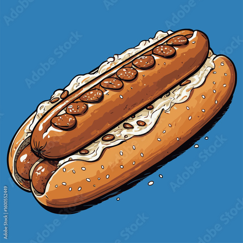 grilled sausage illustration for graphic design needs
