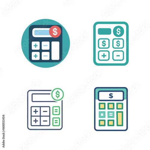 Minimal Calculator Icon with Dollar Signs Representing Expense Tracking and Financial Management