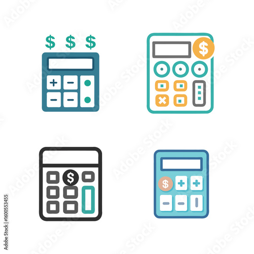 Minimal Calculator Icon with Dollar Signs Representing Expense Tracking and Financial Management
