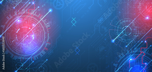 Abstract background. Scientific and technological concept with the use of technical elements formed in the shape of a circle.