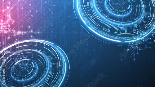 Abstract background. Scientific and technological concept with the use of technical elements formed in the shape of a circle. Vector