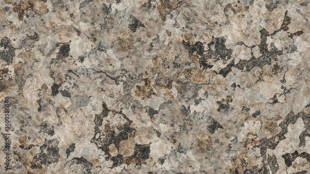Closeup of seamless natural rock texture with a mix of gray, beige, and brown tones exhibiting organic patterns and unique mineral formations Closeup of seamless natural rock texture with a mix of gray, beige, and brown tones exhibiting organic patterns and unique mineral formations