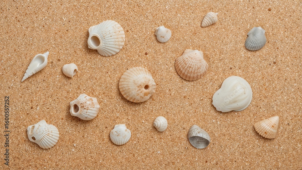 Brown sand adorned with seashells Brown sand adorned with seashells
