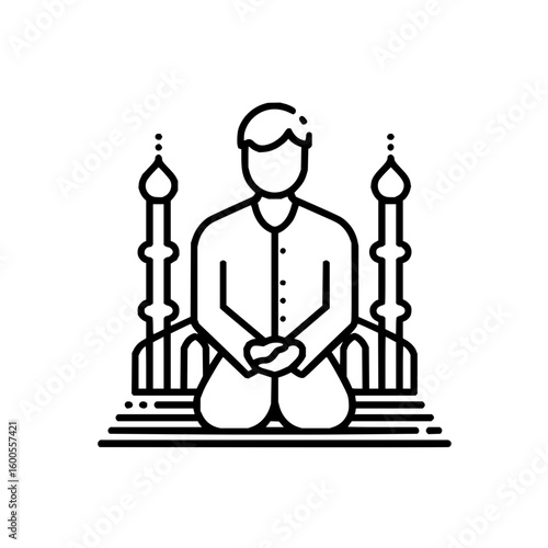 A black and white line drawing of a person falling into a hole with water on a white background view