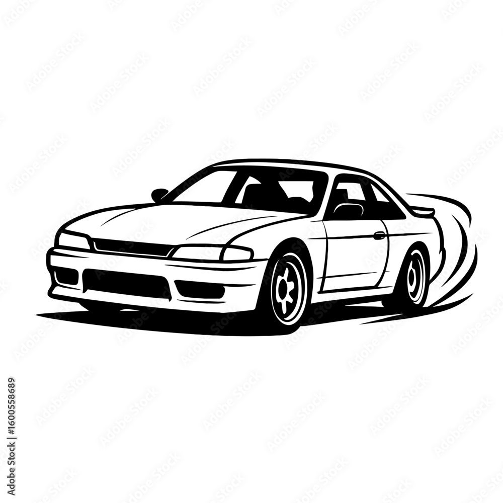 Naklejka premium Classic Sports Car Drifting Vector Illustration - Performance Auto Icon